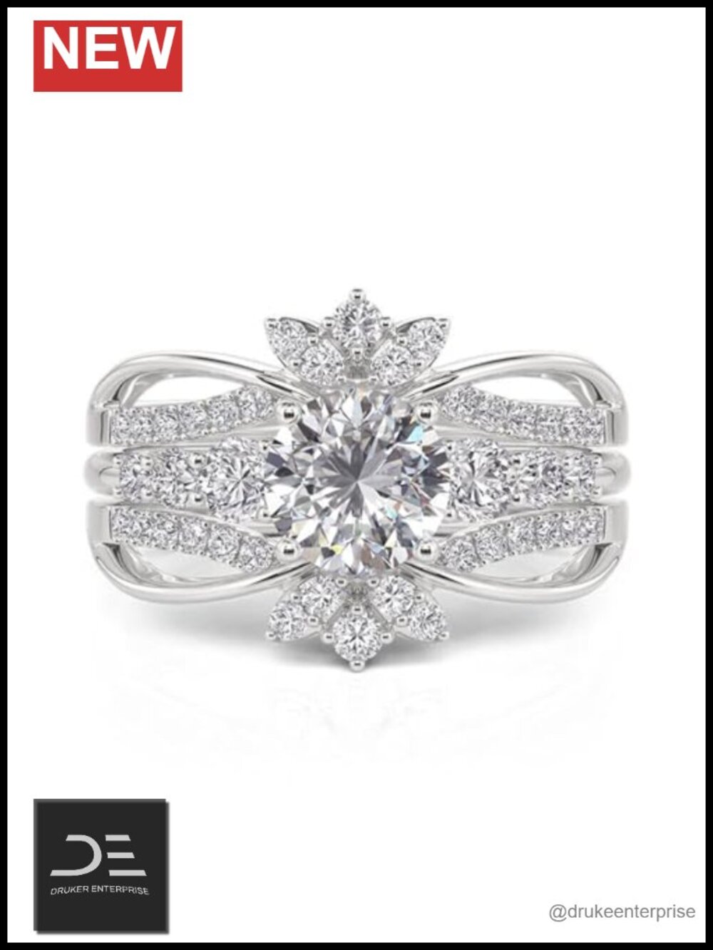 Sterling Silver Interchangeable Twist Infinity Engagement Bridal Ring Set 2pc